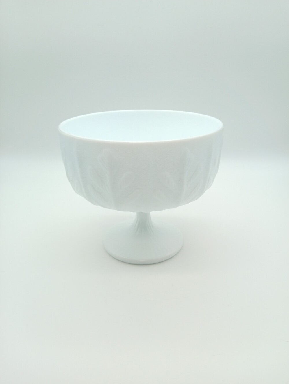 FTD White Milk Glass Pedestal Compote Bowl Vintage
